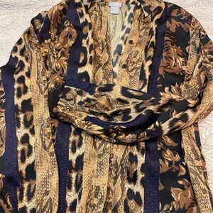 Chico's Exotic Brown and Black Patterned Blouse